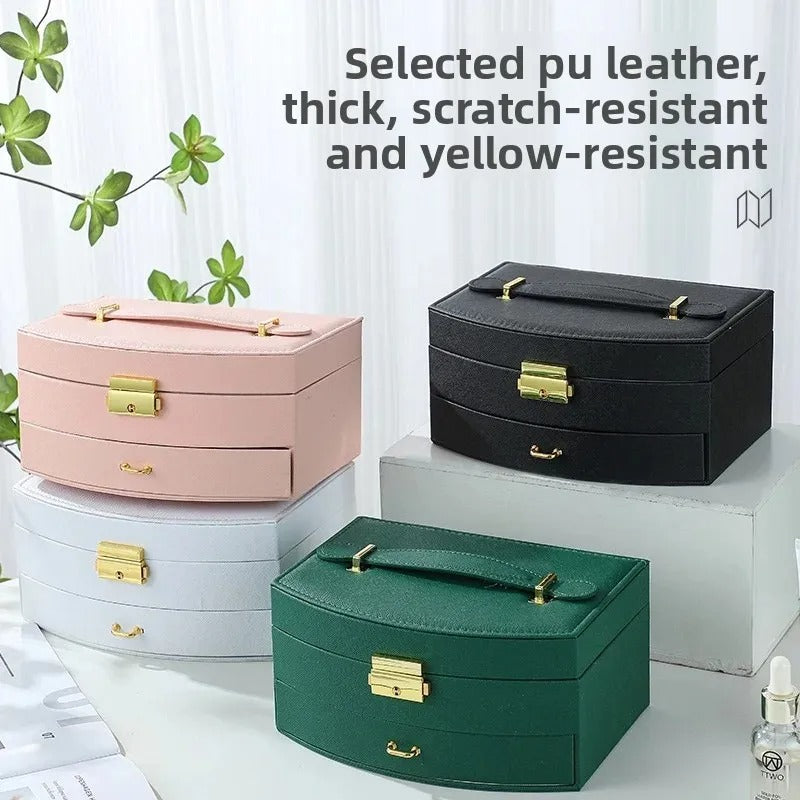 Portable Jewelry Storage Box with Mirror
