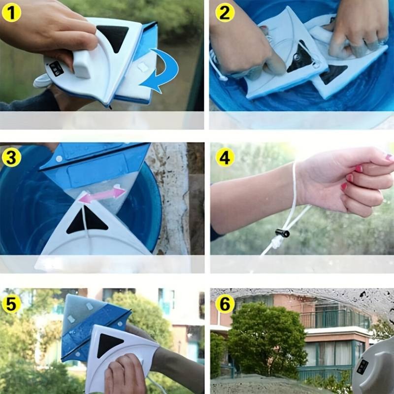 Double-Sided Magnetic Glass Cleaner Brush Wiper