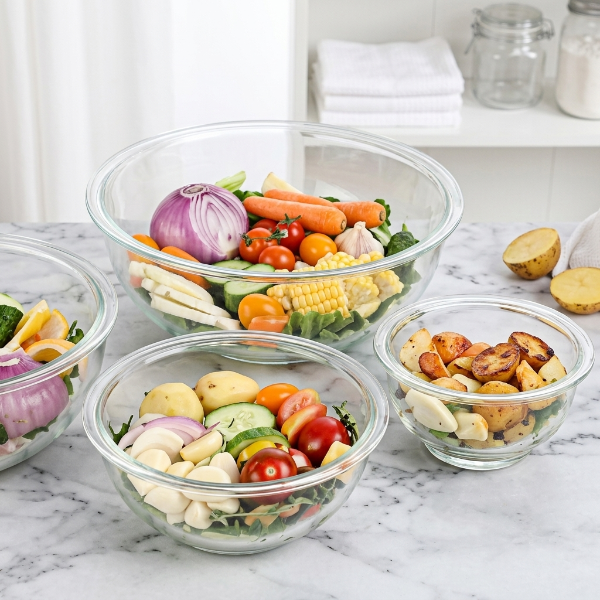 5PCs Glass Bowl Container With Lid