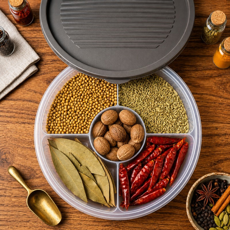 5-Section Transparent Snack Storage Container