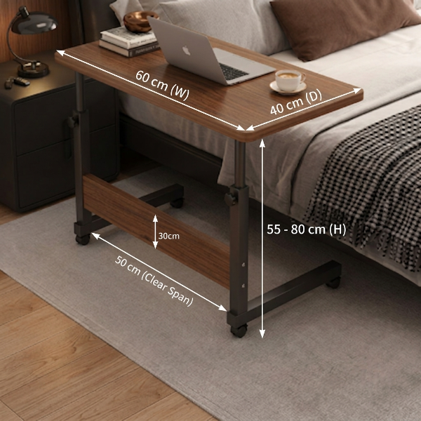Height Adjustable Wooden Bedside Table