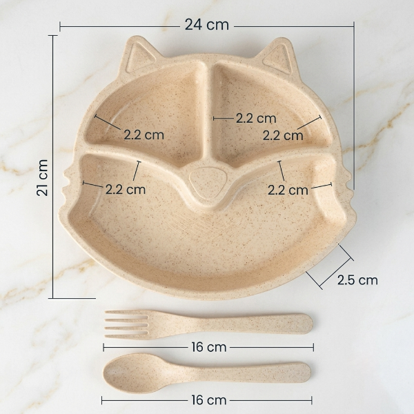 3-Section Cat Plate with Spoon & Fork