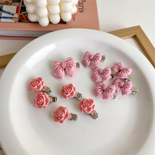 2Pcs Bow & Rose Hair Clip - Duvera
