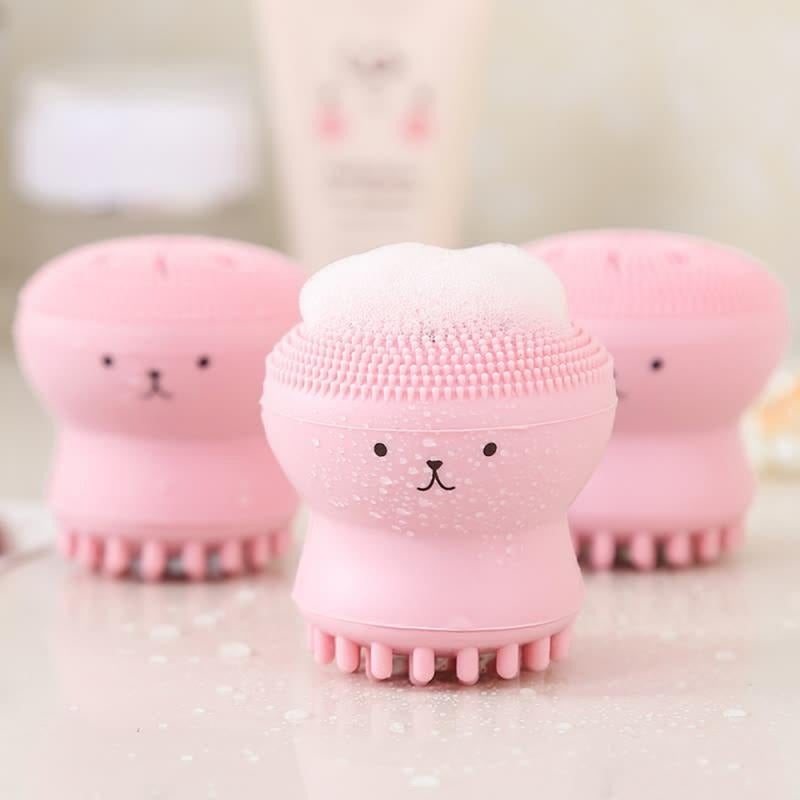 Silicone Design Octopus Shape Facial Sponge Cleansing Brush, Face Pore Cleaner, Acne & Oil Removal