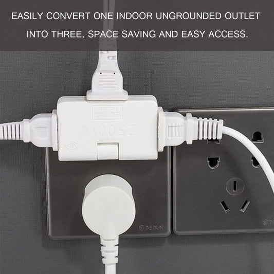 3 Way Flat Plug Adapter Power Plug. - Duvera