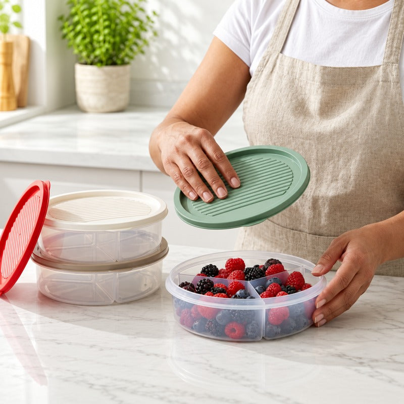 3-Section Transparent Snack Storage Container