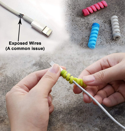 4 Pcs Pack Of Spiral Silicone Cable Protectors. - Duvera