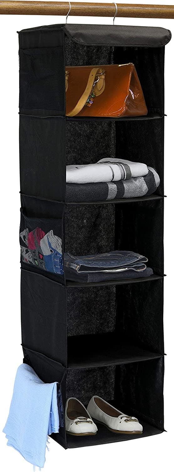 5 Shelves Hanging Wardrobe Organizer for Cupboard - Duvera