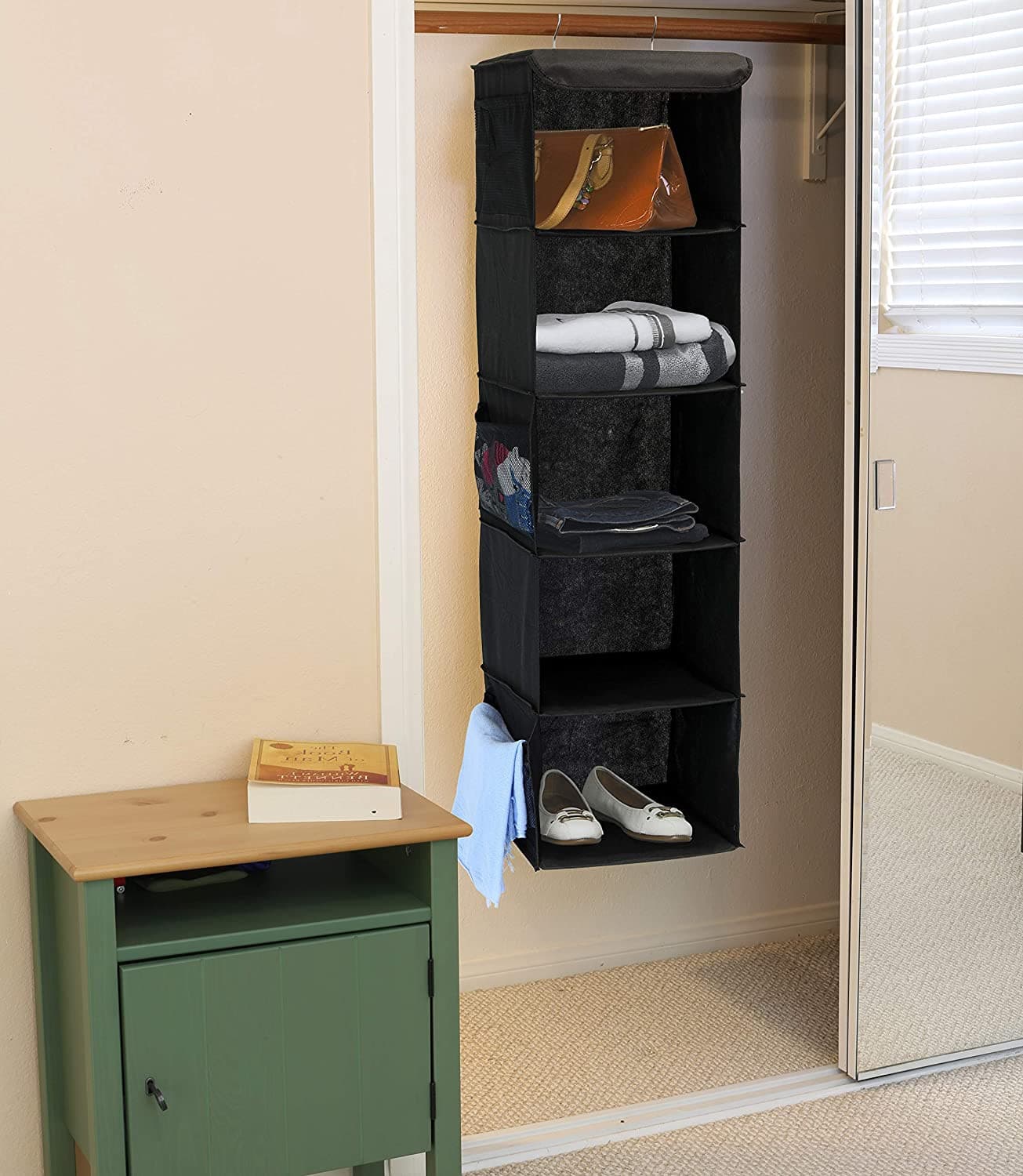 5 Shelves Hanging Wardrobe Organizer for Cupboard - Duvera