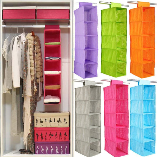 5 Shelves Hanging Wardrobe Organizer for Cupboard - Duvera