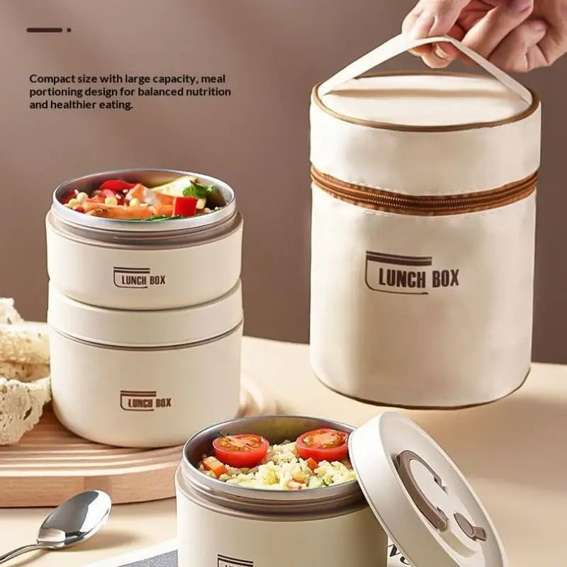 3PCs Stainless Steel Heat Insulated Boxes