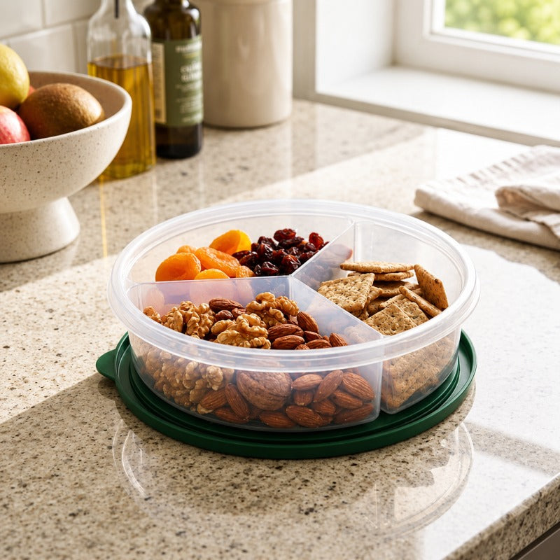 3-Section Transparent Snack Storage Container