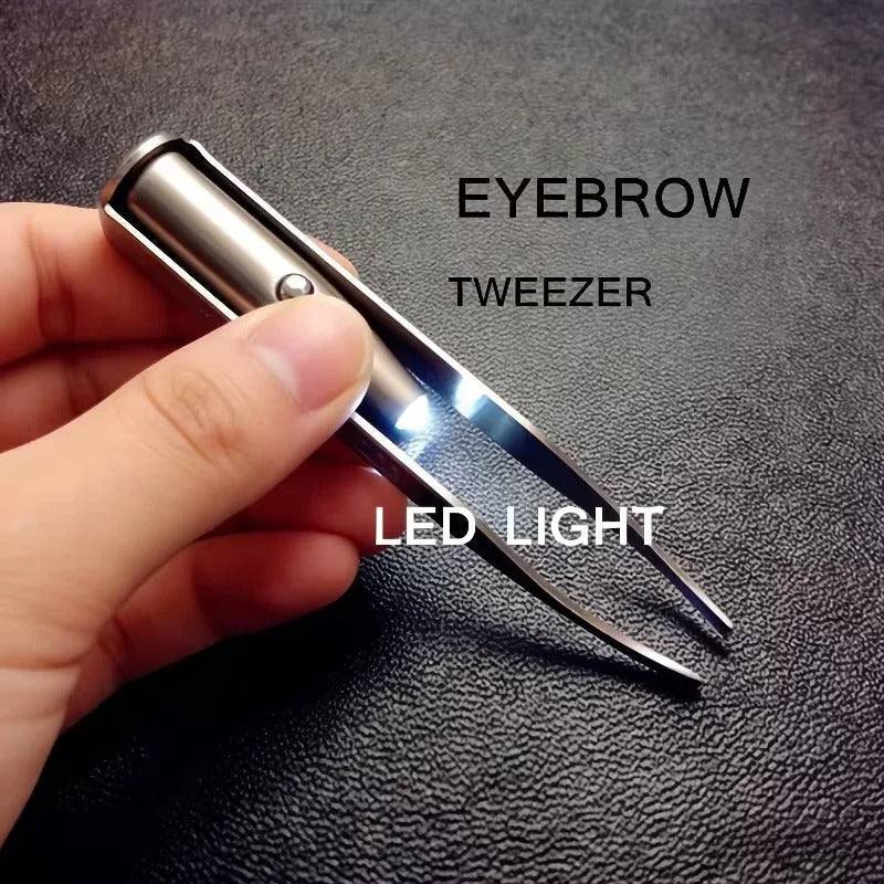Stainless Steel LED Lighted Eyebrow Tweezer