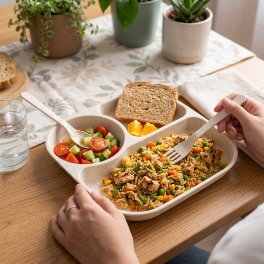 3-Section Plate With Spoon & Fork