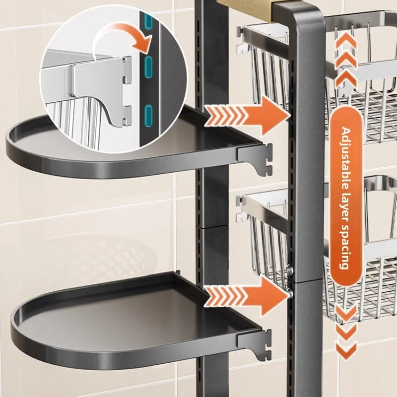 Multifunctional Storage Basket with 3 Shelves  & 2 Cabinets