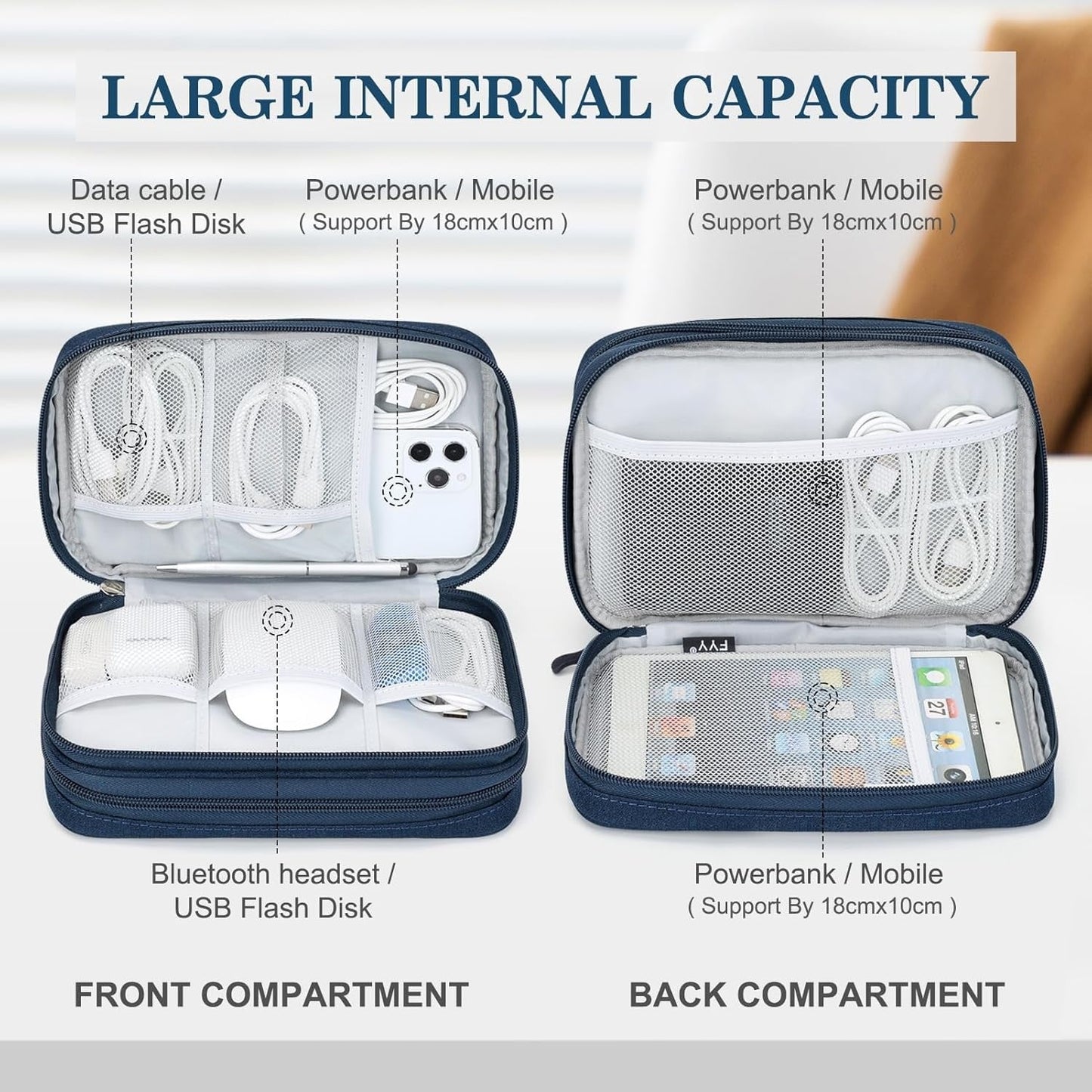 Travel Storage Organizer Dual Zip Pouch Bag