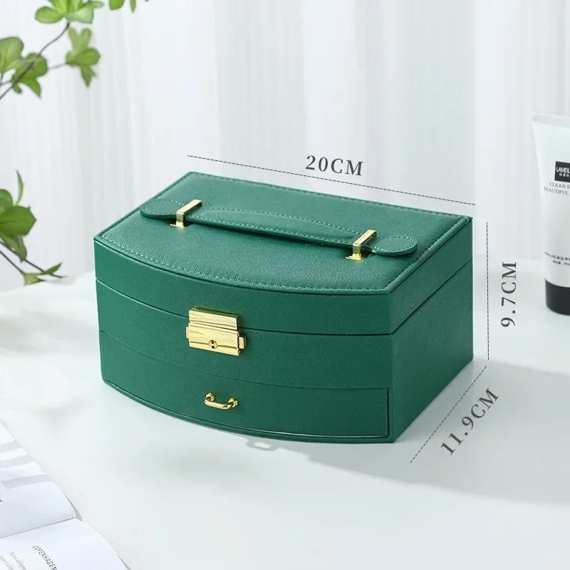 Portable Jewelry Storage Box with Mirror