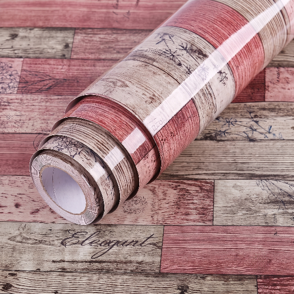 Self Adhesive Pink Floral Wood Marble Sheet