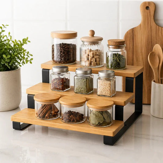 3 Layer Wooden Spice Organizer Rack