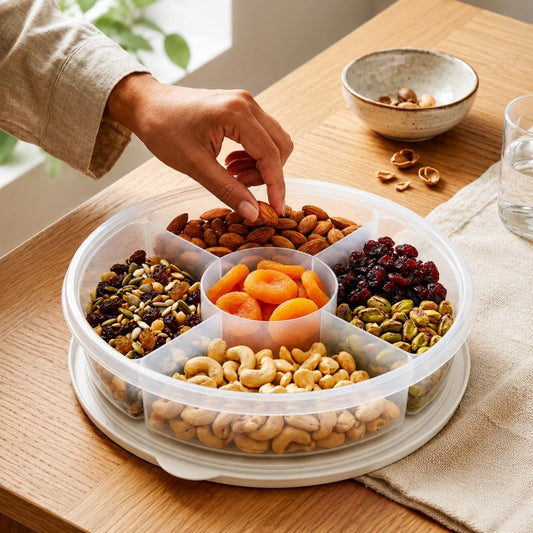 5-Section Transparent Snack Storage Container