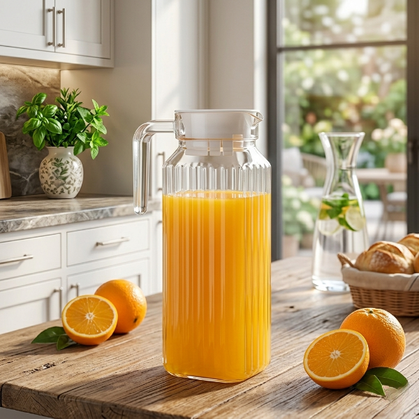Glass Pitcher 1.1 Liter Jug With Lid