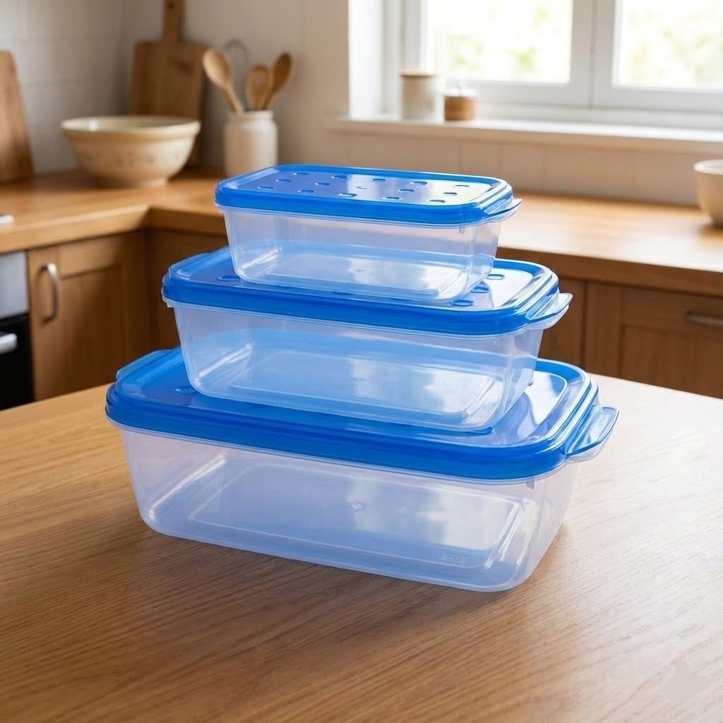3PCs - Plastic Push-lock Food Storage Box