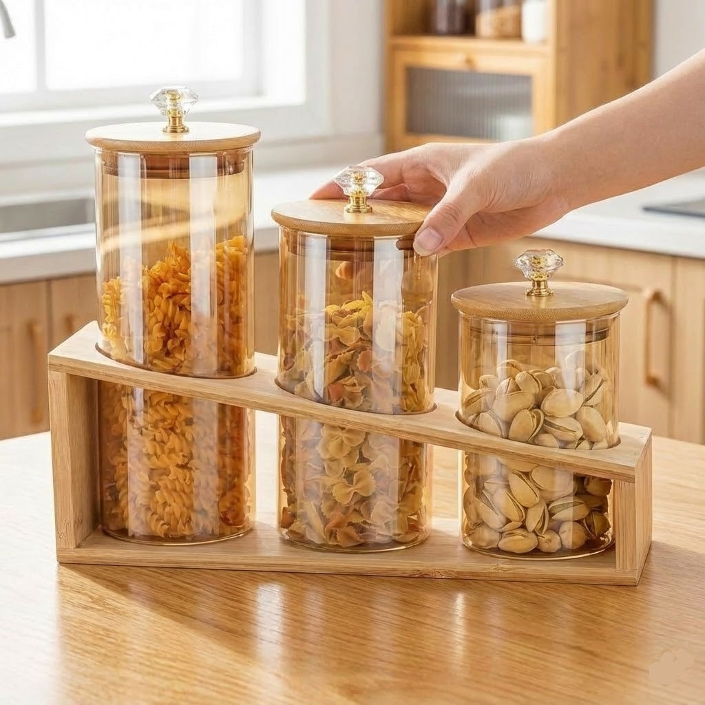 Luxury Diamond Sealed Glass Jars (3PCs)