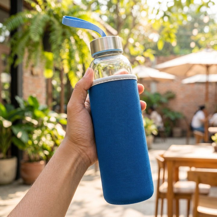 Elegant Glass Water Bottle With Protective Sleeve 500ML