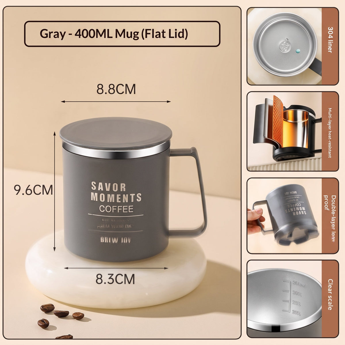 Elegant Double Layer Coffee Mug With Lid
