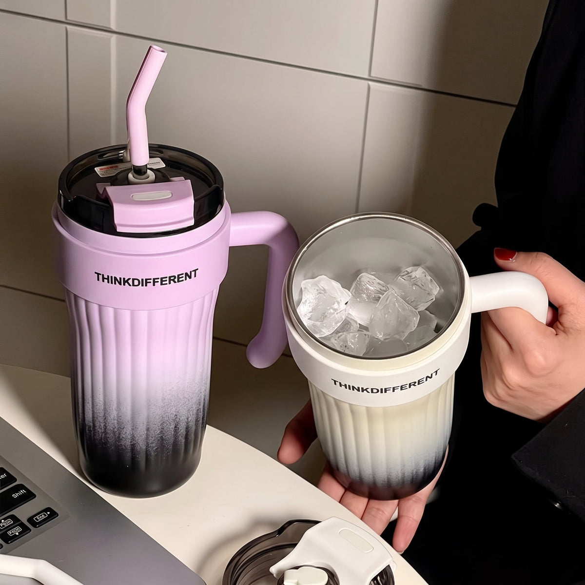 Elegant Stainless Steel Tumbler With Metal Straw