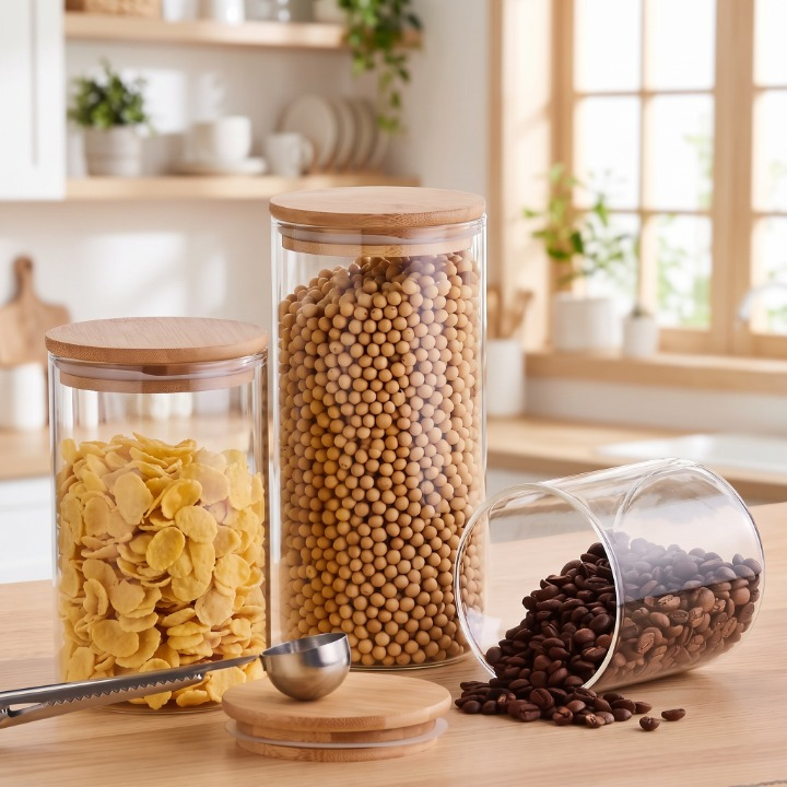 3PCs Elegant Glass Storage Jar Set