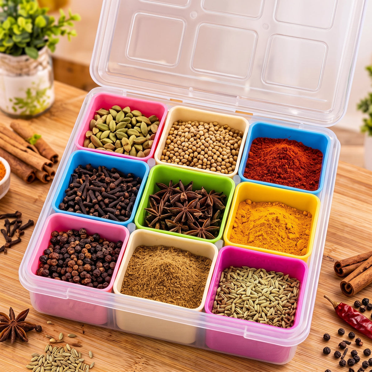 9PCs Masala Spice Storage Box