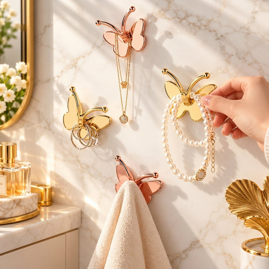 Elegant Butterfly Adhesive Metallic Wall Hook