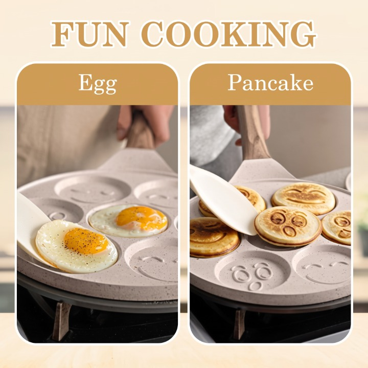 7-Slot Smiley Non-Stick Pancake Frying Pan
