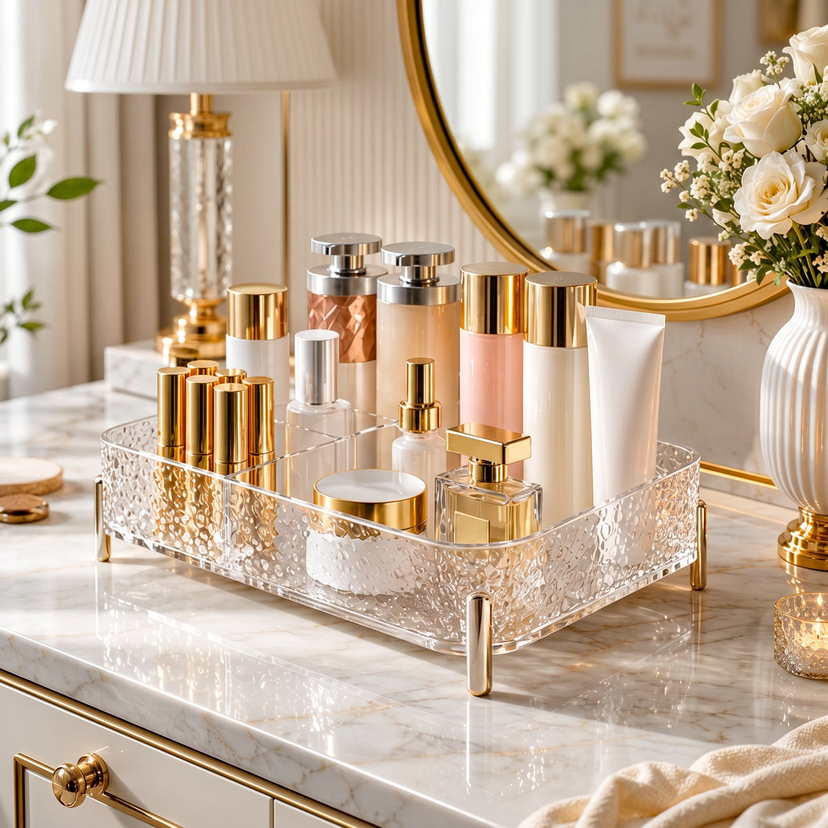 Luxury Multi-Compartment Acrylic Makeup Organizer