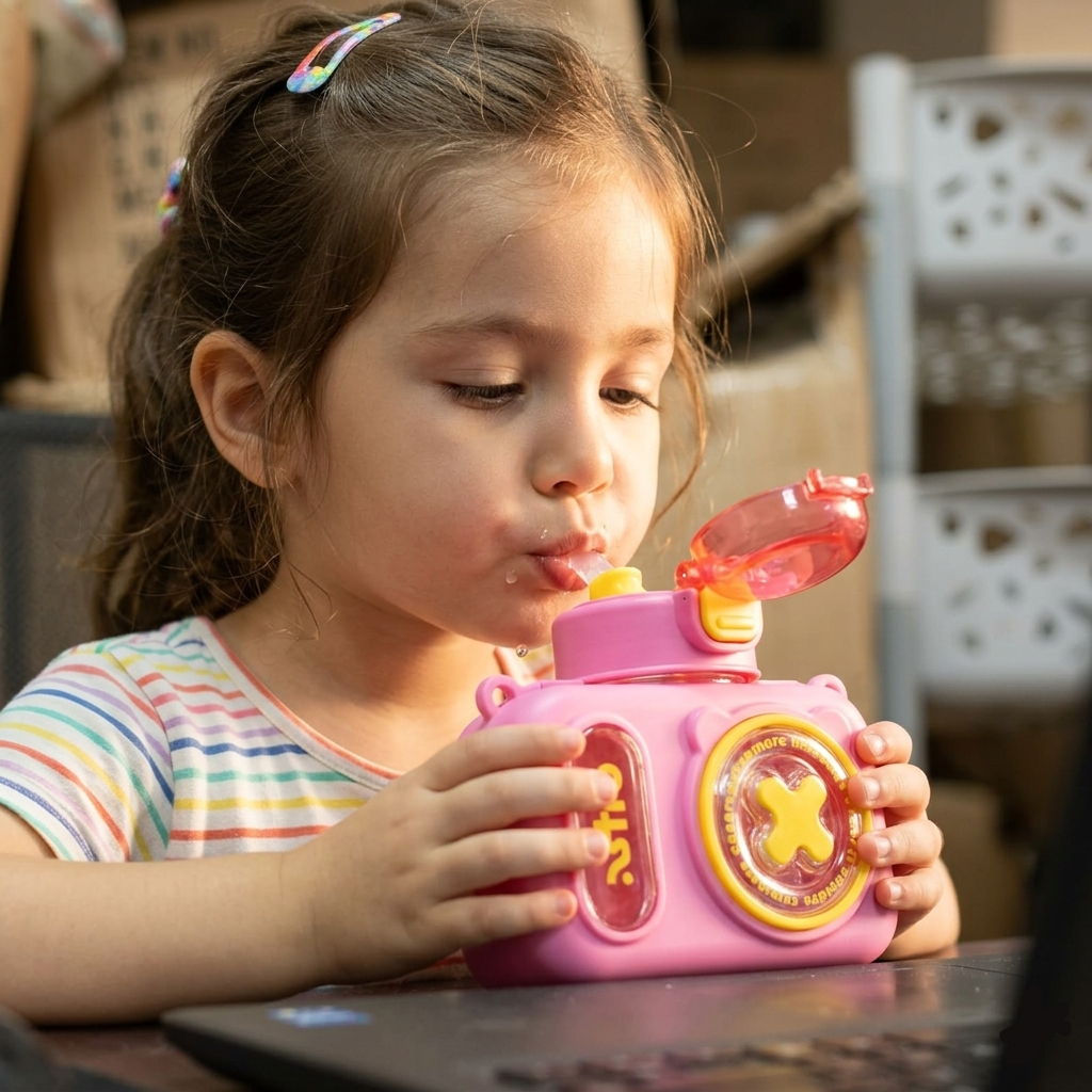 Colorful Cartoon Camera Shape Kids Bottle