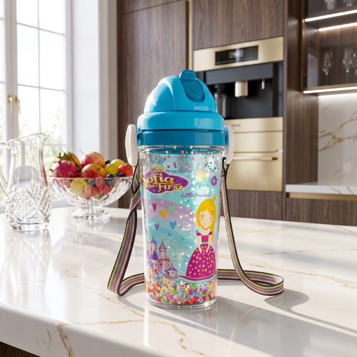 Glitter Sipper Drinking Mug With Straw