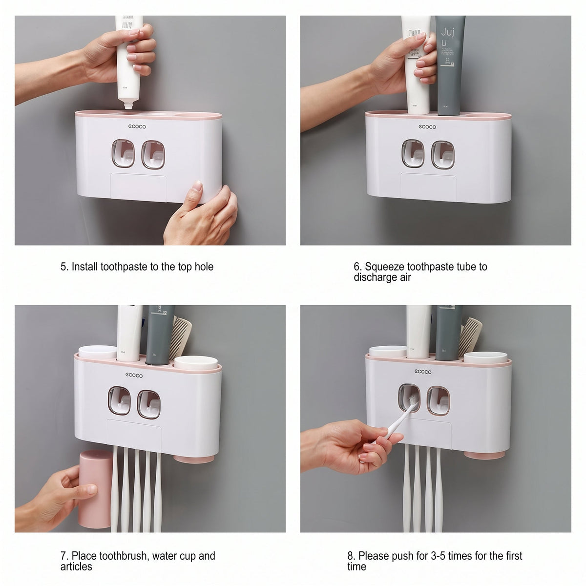 Wall Mounted Toothpaste Dispenser & Toothbrush Holder