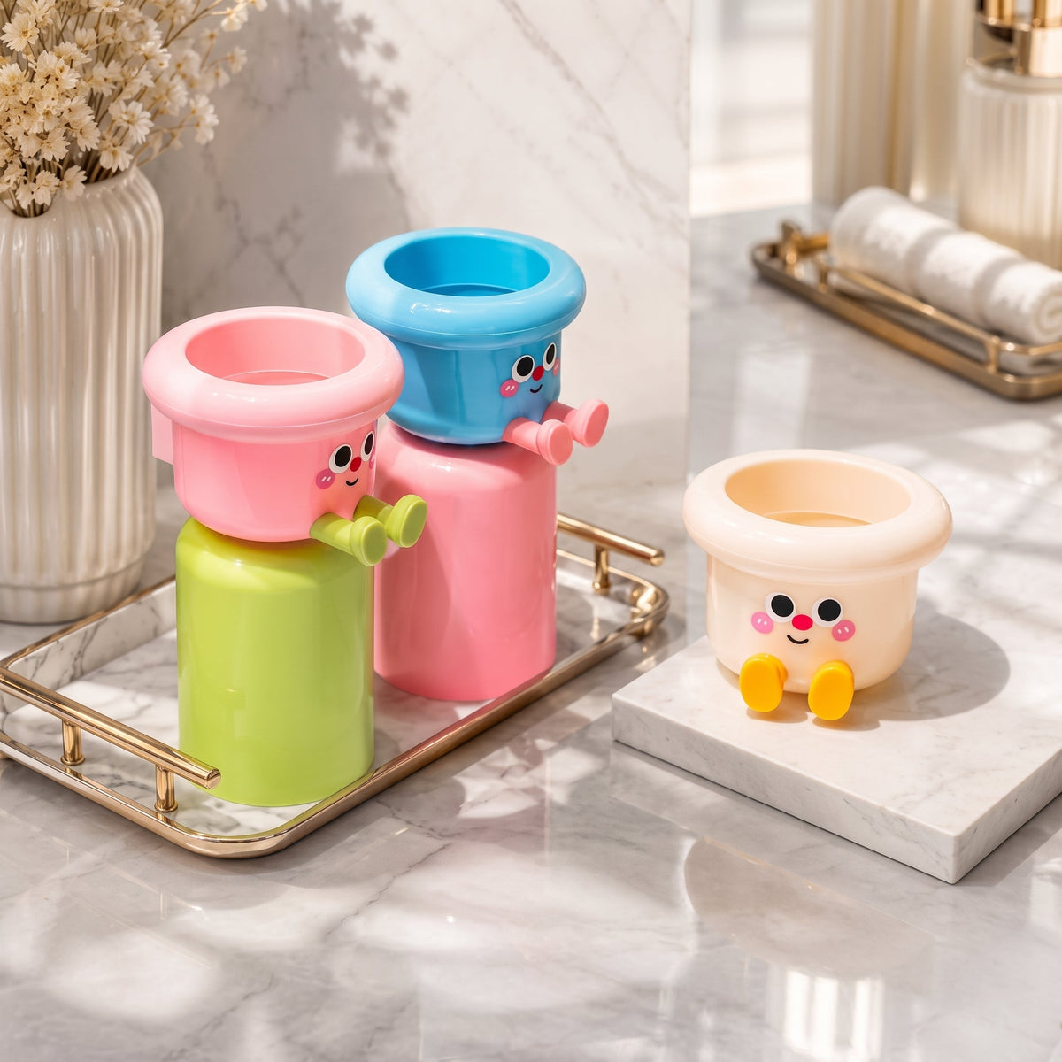 Wall Mounted Magnetic Toothbrush Holder With Cup