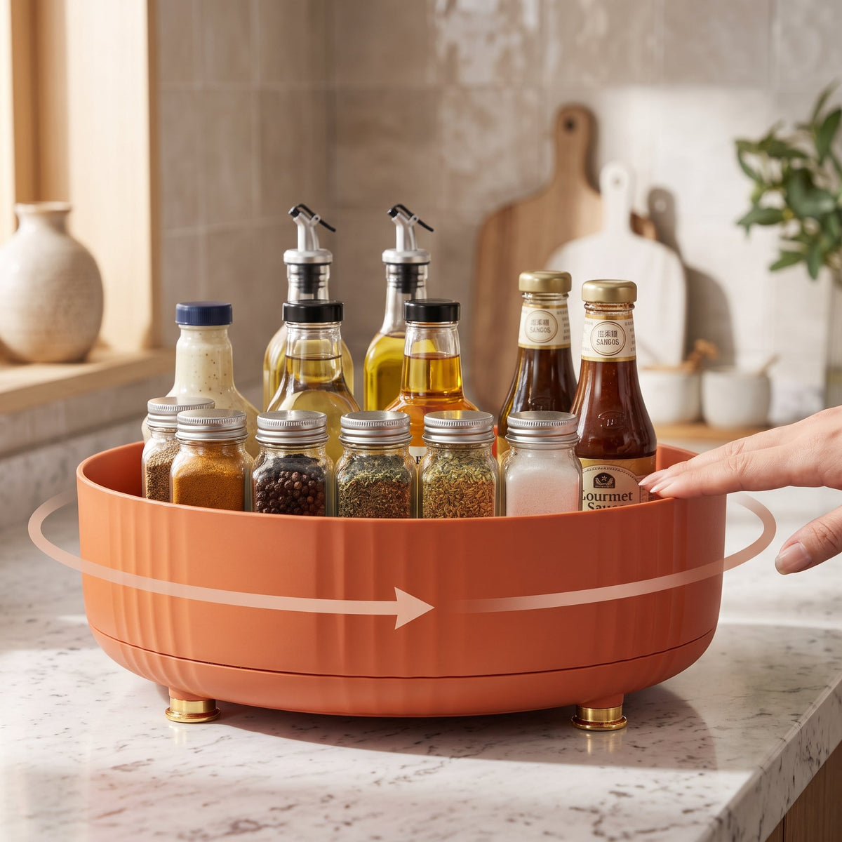 Elegant 360° Rotating Kitchen Spice Rack