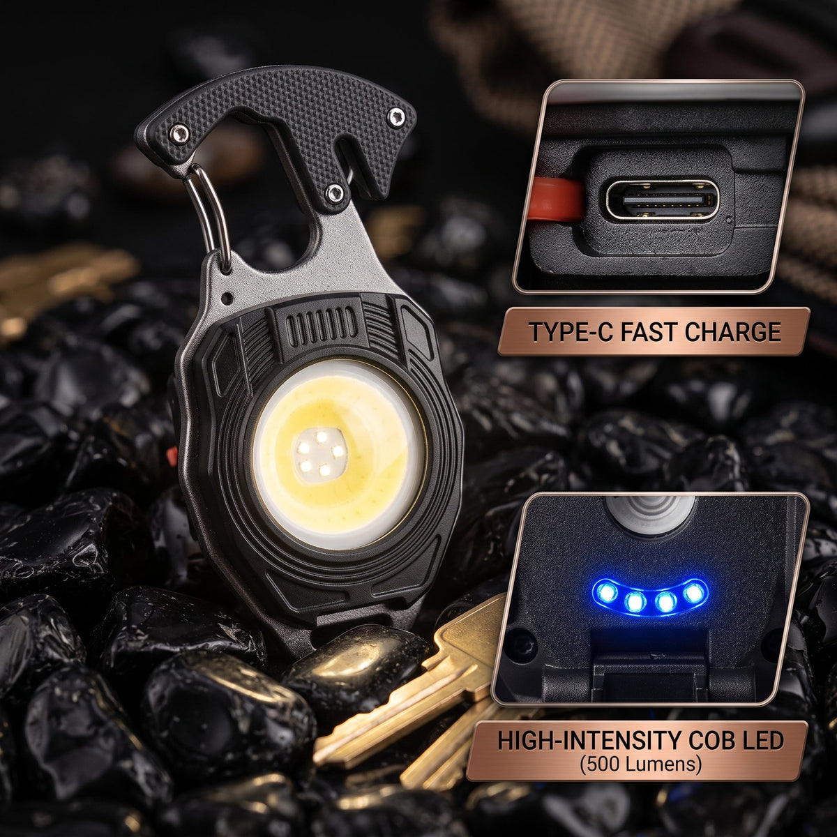 Rechargeable Mini COB Light Keychain