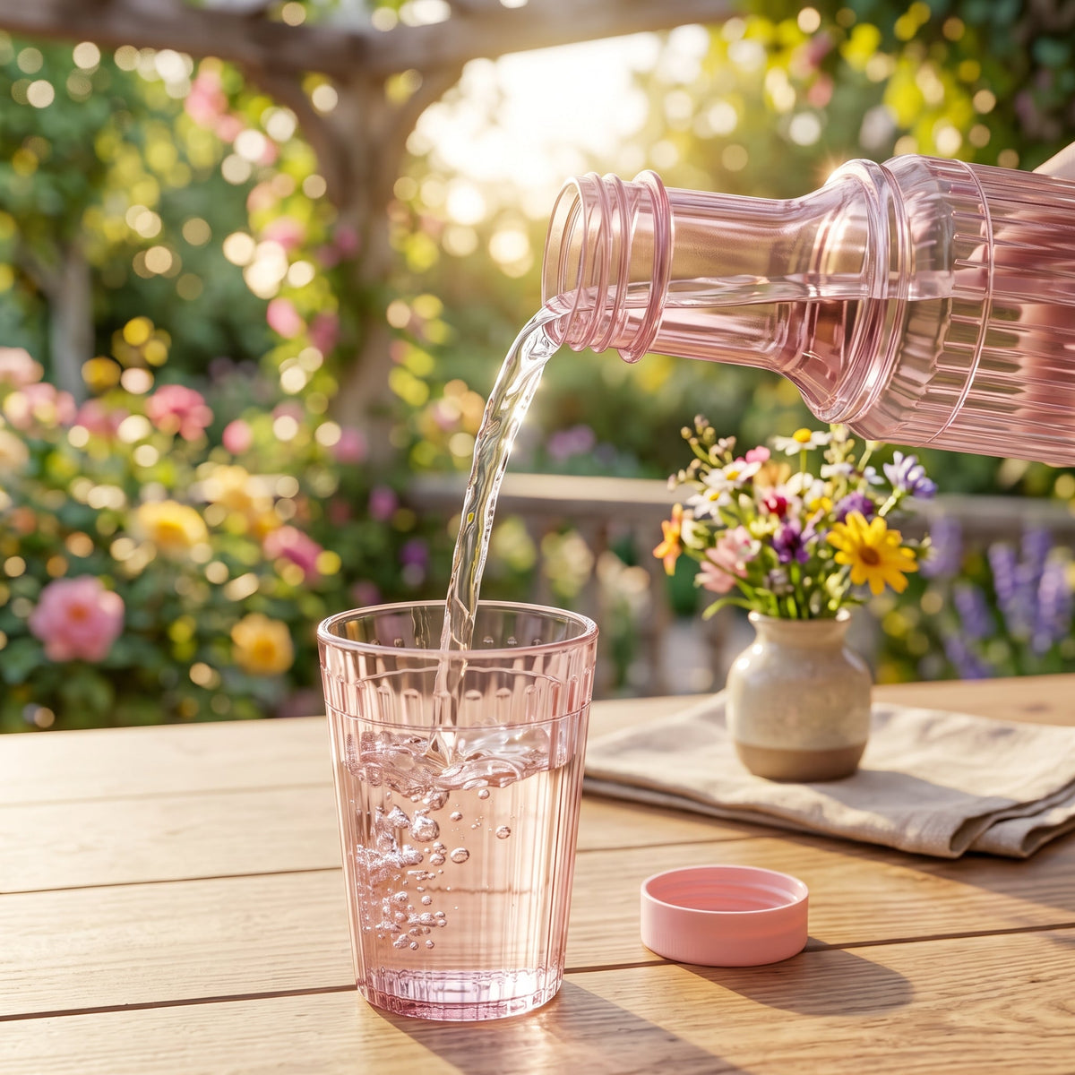 Elegant Pastel Bottle With Drinking Glass 850ML