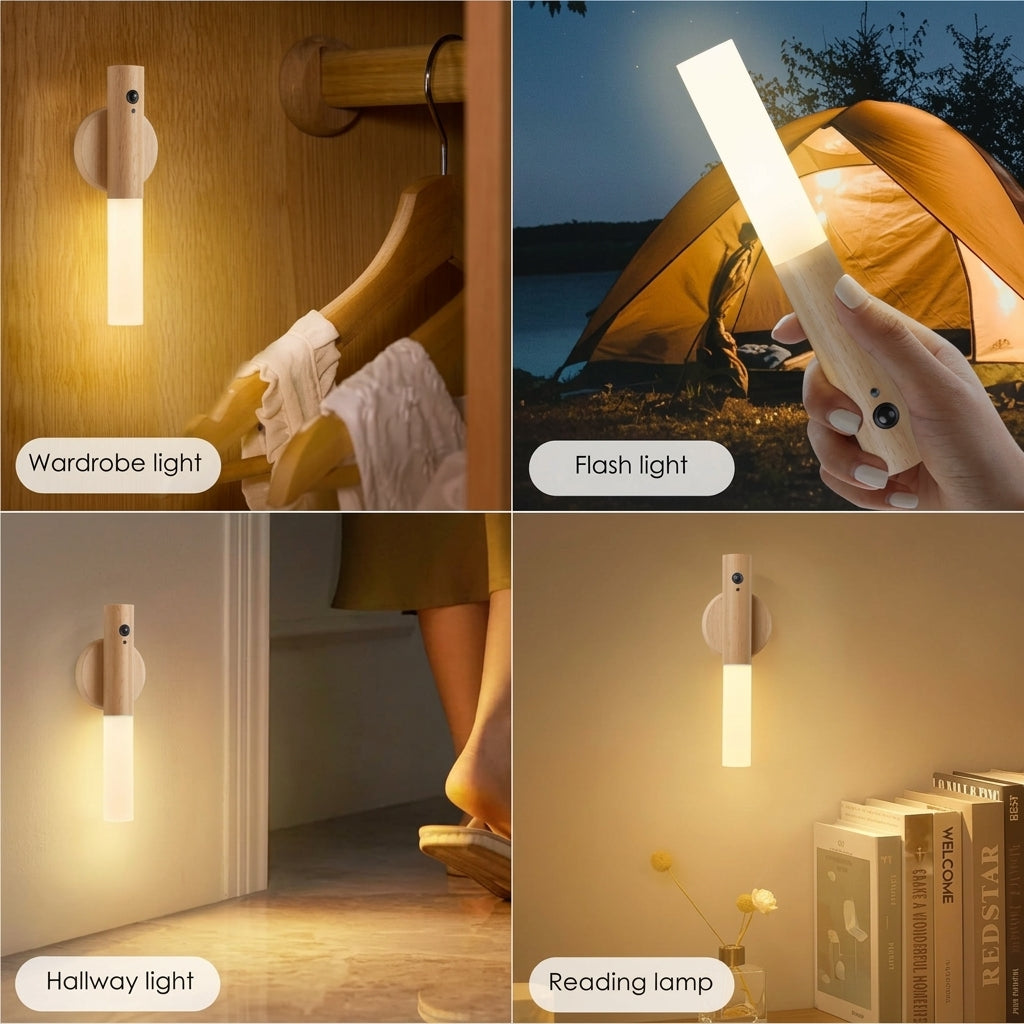 Rechargeable Wooden Magnetic Motion Sensor Light