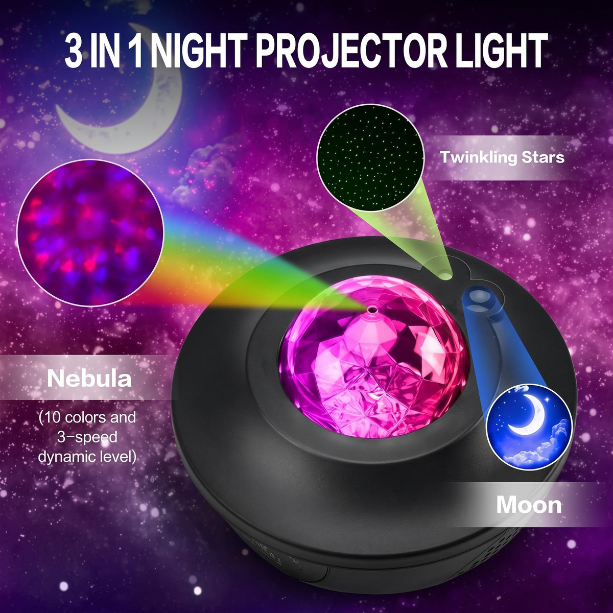 Galaxy Projector Lamp With Bluetooth Speaker