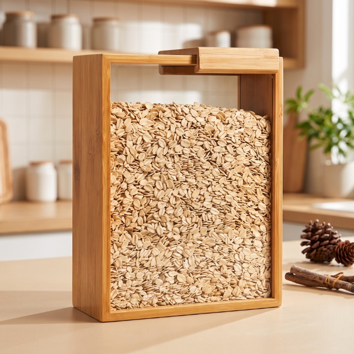 Wooden Grain Storage Container With Lid