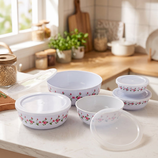 5PCs Stainless Steel Floral Storage Containers With Lids