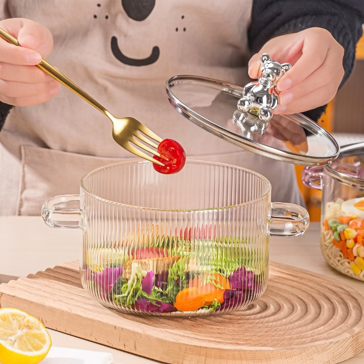 Transparent Heat Resistant Glass Cooking Pot 1600ML