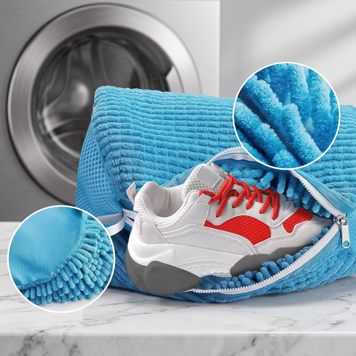 Microfiber Shoe Wash Bag With Zipper