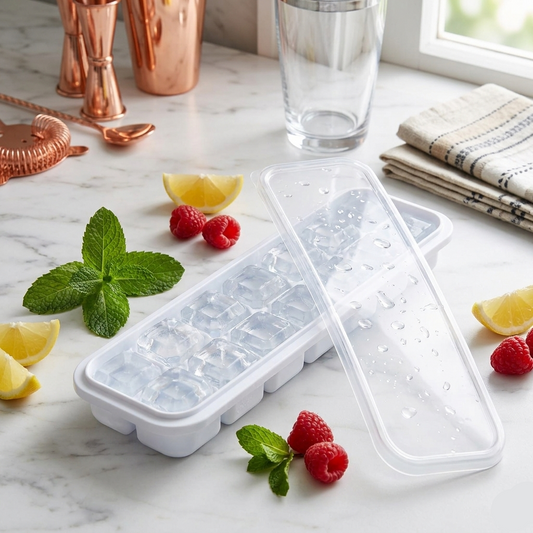 16 Grid Plastic Ice Cube Tray With Lid