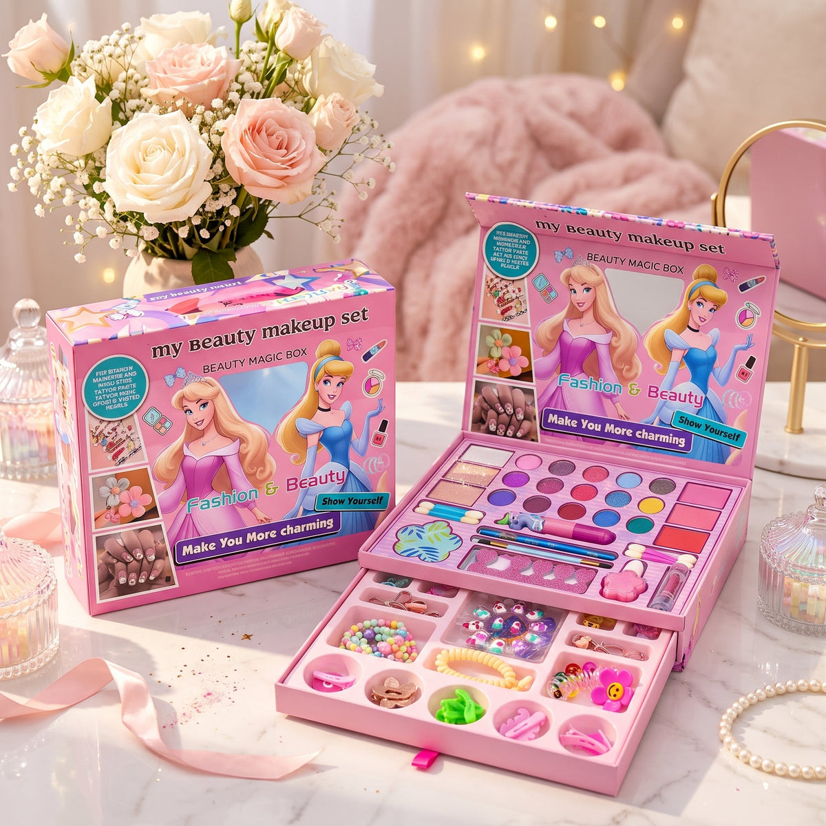 Kids Pretend Play Beauty Makeup Accessories Set